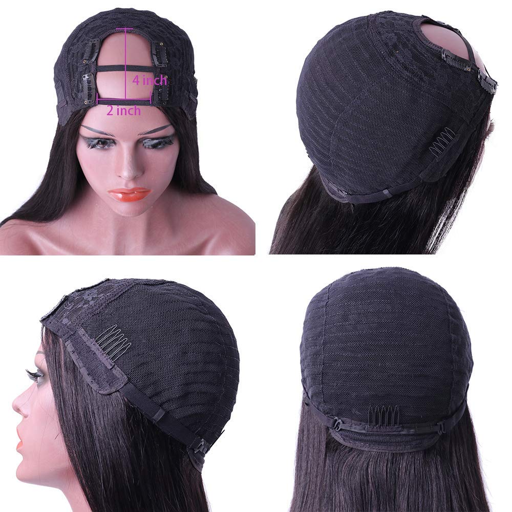 Natural Human Hair U Part Wig for Black Women - Body Wave Glueless Clip-In Upgrade - 180% Density Middle Part - Beginner Friendly - Perfect for Daily Wear, Parties & Special Occasions
