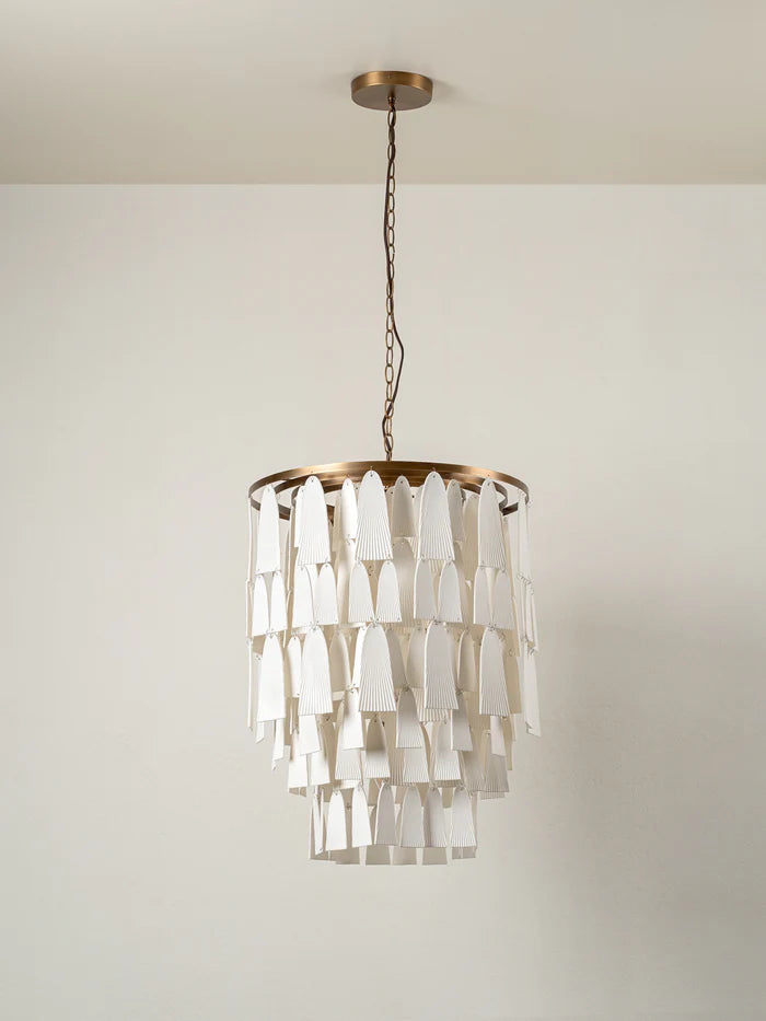 4-Light Tiered Bronze and Porcelain Chandelier - Elegant Kaolin Clay Ceiling Light Fixture for Dining Room, Living Room & Bedroom