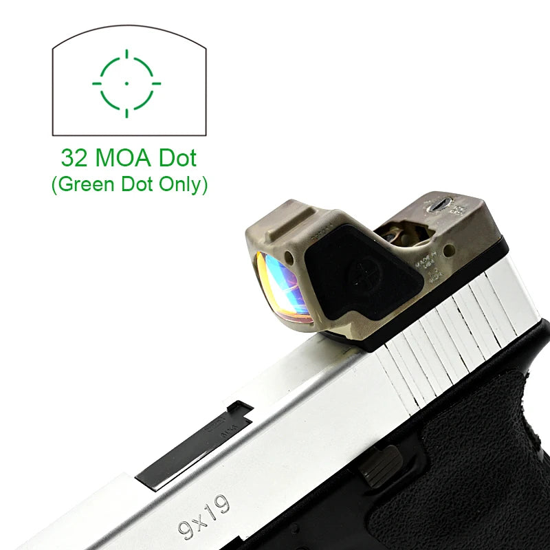 Tactical RMR HD Red Green Dot Sight - Compact Pistol Reflex Sight with Light Sensing System | Picatinny Mount Scope Optics for Rifles & Handguns | Ideal for Hunting, Shooting Range & Tactical Training