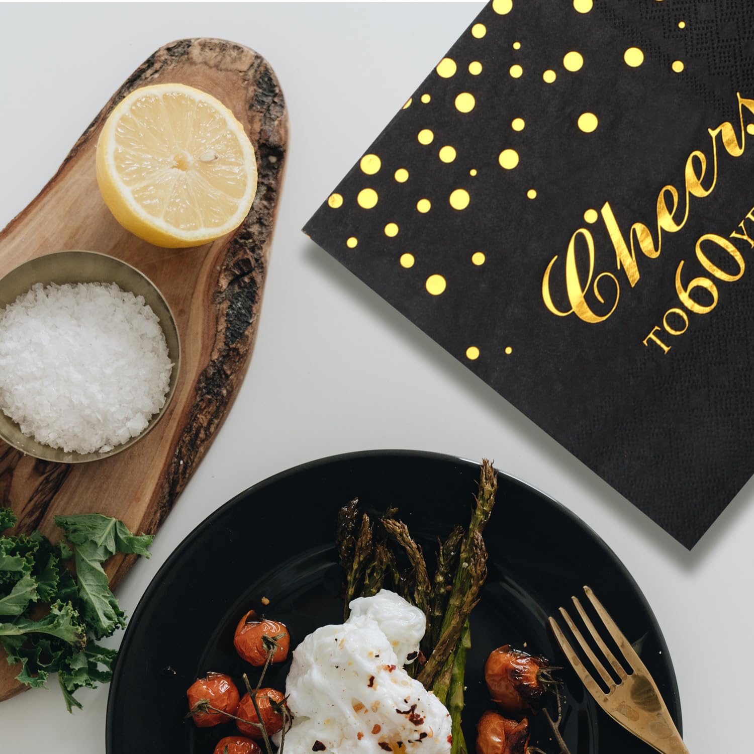 Elegant Disposable Party Tableware Set for 20 Guests - Premium Paper Plates, Napkins & Forks - Perfect for Birthday Celebrations & Retirement Parties (60th Theme) - Ideal for Home Gatherings, Office Events & Special Occasions