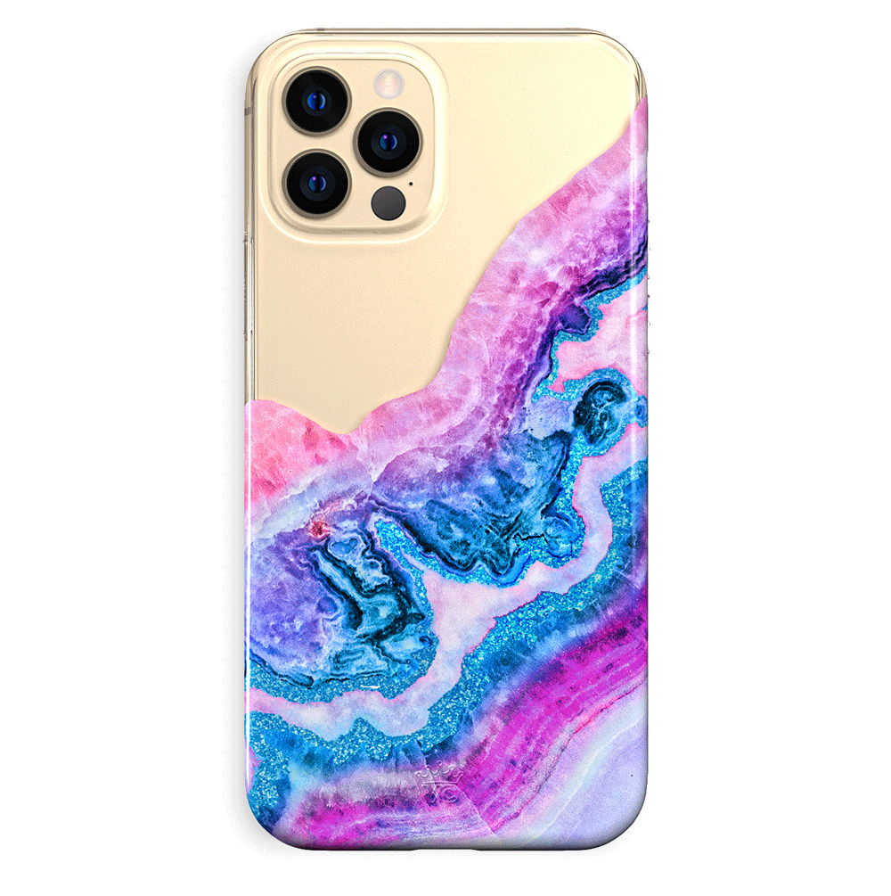 Geode Glitter Clear iPhone Case - Shatterproof Protective Cover with Crystal Sparkle Design for iPhone 13/14/15 - Perfect for Daily Use, Travel & Gift Giving