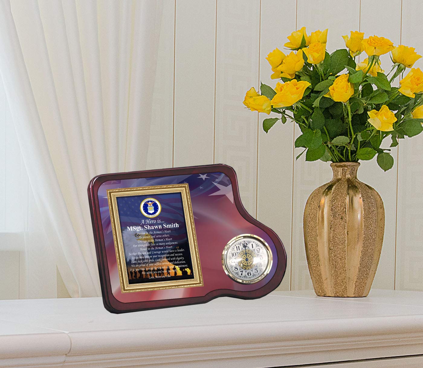 Personalized Military Plaque Frame - Custom Engraved Retirement, Deployment & Promotion Gift for Veterans, Boyfriend, Husband, Wife or Son | Military Service Award Clock & Wall Decor for Home, Office or Ceremony