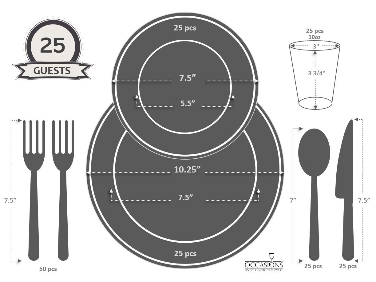 200-Piece Vintage Wedding Party Disposable Tableware Set - 25 x 10.25'' Plates, 25 x 7.5'' Plates, Silverware, Gold Rim Cups & Napkins (Blossom Blush & Gold) - Perfect for Weddings, Bridal Showers, Anniversaries & Elegant Events