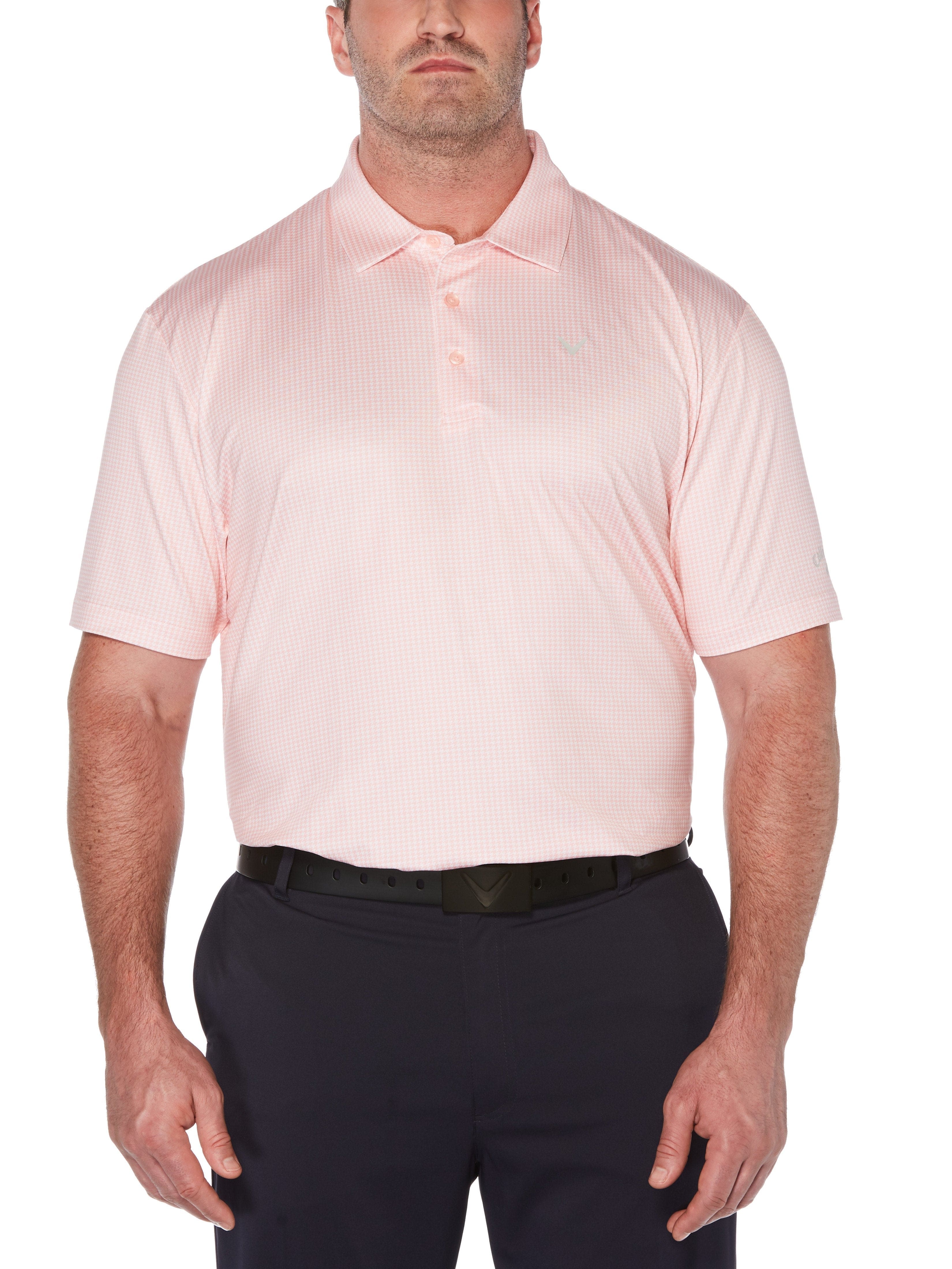 Big & Tall Houndstooth Printed Polo Shirt for Men - Comfortable Casual Wear for Office, Golf & Business Events