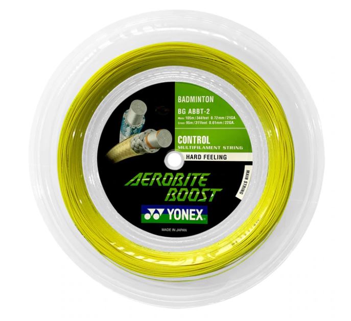 Yonex Aerobite Boost Badminton String Reel - 200m High-Performance String for Professional Players - Perfect for Tournament Play & Training Sessions