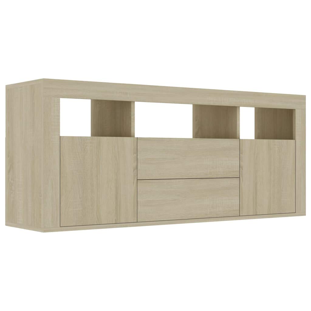 Modern TV Stand with 2 Drawers & 2 Doors - Sonoma Oak Entertainment Center with 3 Open Shelves, 47.2