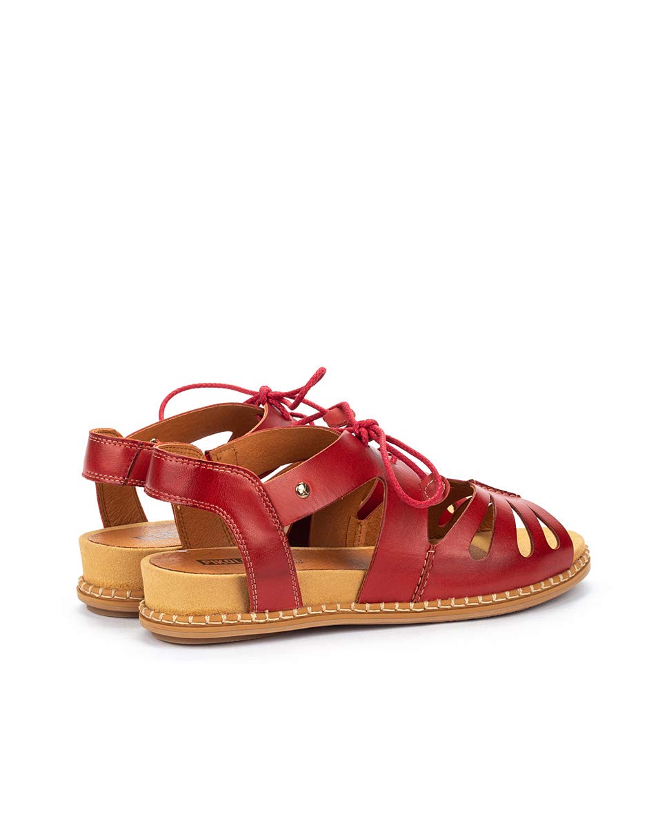 PIKOLINOS Women's Leather Flat Sandals - Marazul Coral | Comfortable & Stylish for Beach, Vacation & Summer Outfits