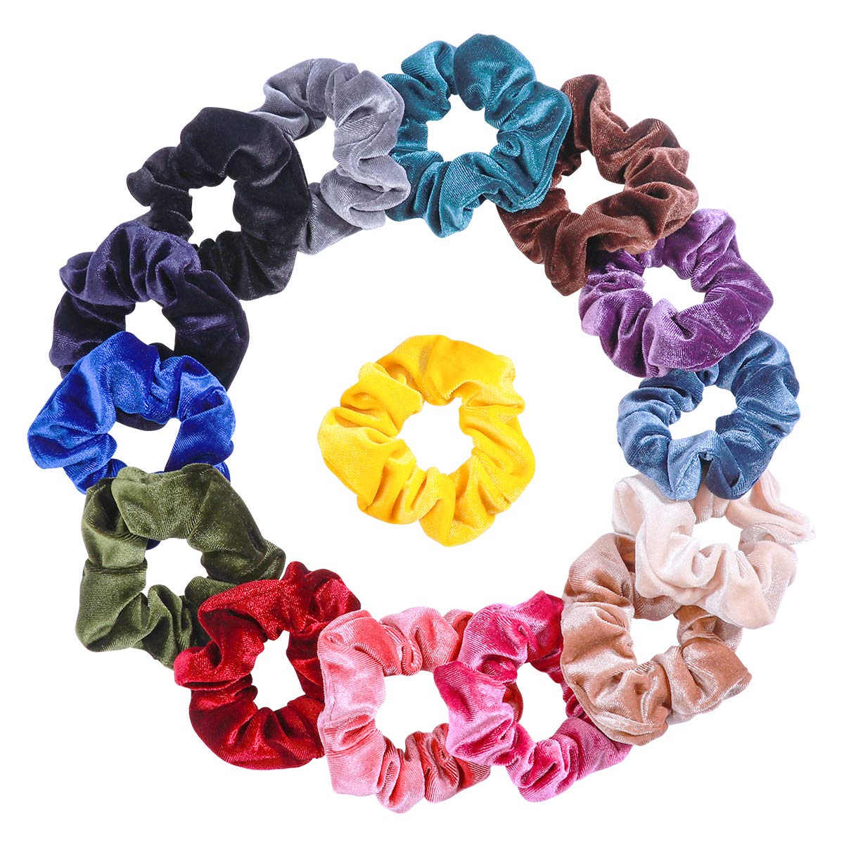 15 Pack Scrunchies Hair Ties for Women & Girls - Ponytail Accessories for Work & Gym
