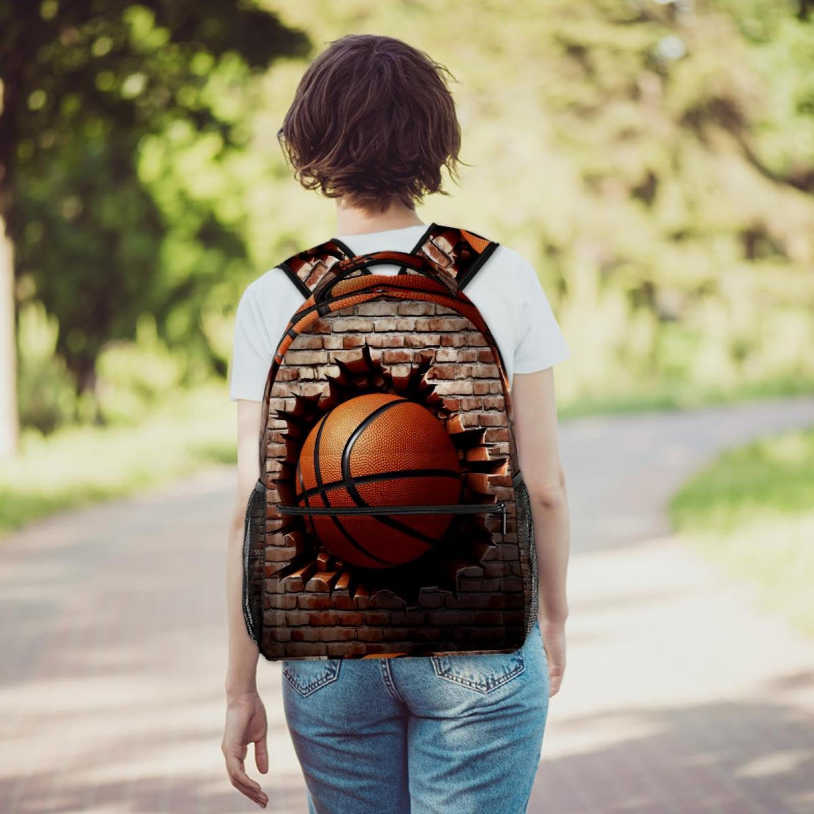 Premium Travel & Work Backpack - Durable Ball Basketball Wall Texture Design - Perfect for Business Trips, Gym, School & Outdoor Adventures