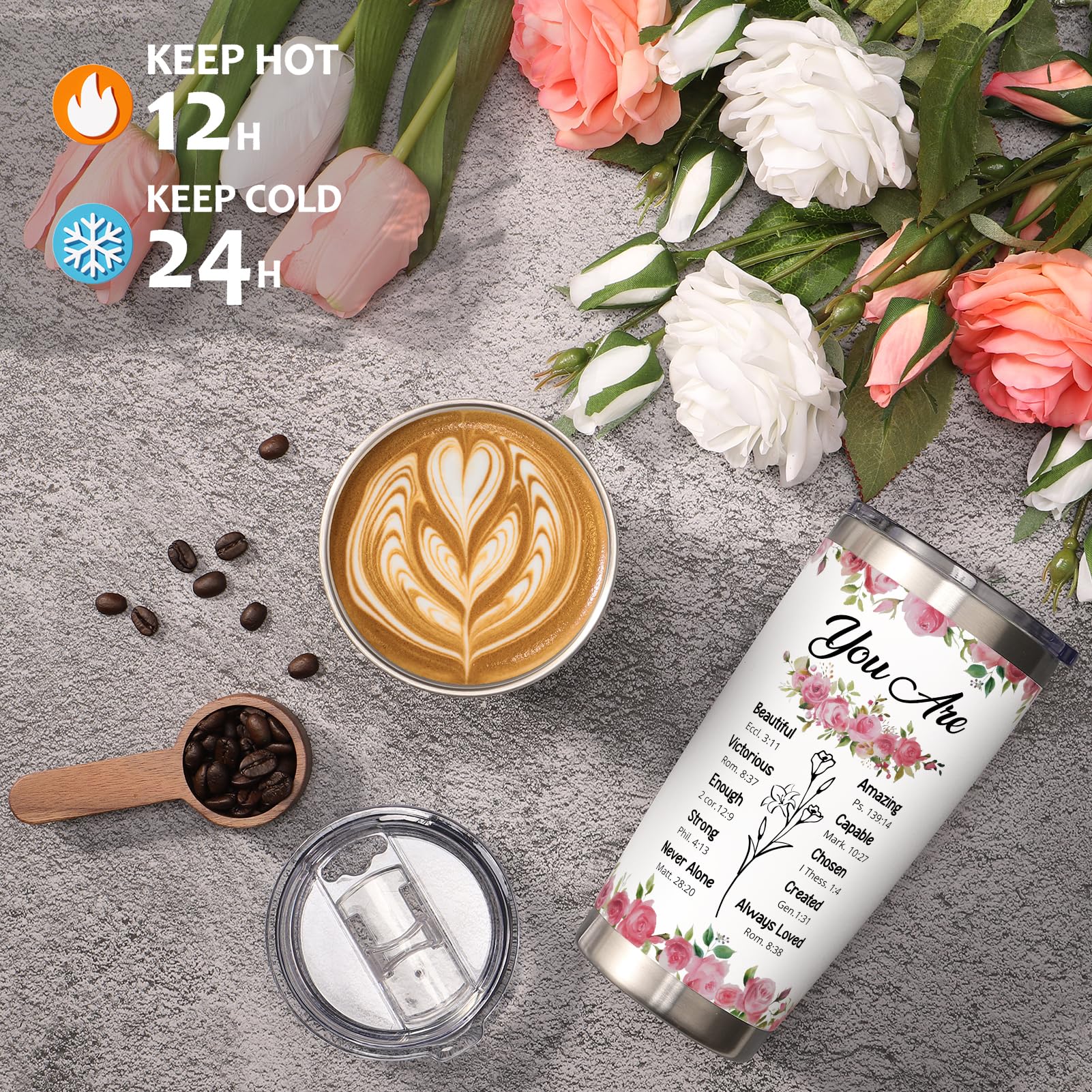 20oz Insulated Tumbler - Christian Gifts for Women, Inspirational Religious Gift with Jesus Design - Perfect for Birthday, Mother's Day, Baptism, Bible Study & Daily Use - Great for Mom, Grandma, Friends, Aunt, Sister, Wife & Coworkers