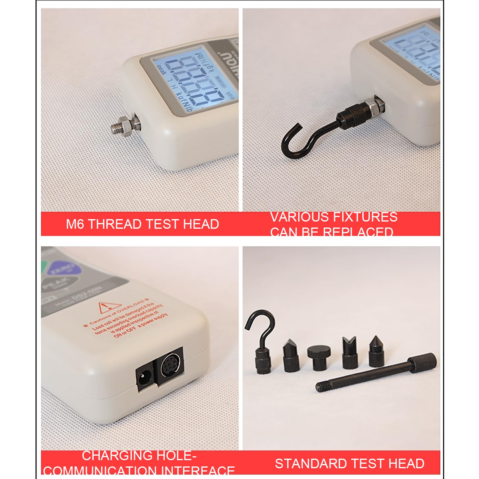 High-Precision Digital Force Gauge 2N-1000N - Push Pull Meter for Tension & Compression Testing (N/kgf/lbf Units) - Ideal for Push-Pull Load Tests, Plug-in Force Measurement & Destructive Testing in Labs, Manufacturing & Quality Control