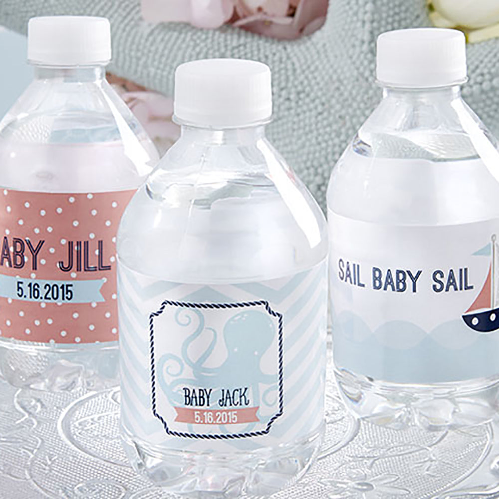 Custom Water Bottle Labels for Nautical Baby Showers - Personalized Party Favors & Decorations - Perfect for Baby Shower Gifts, Birthday Parties & Special Events
