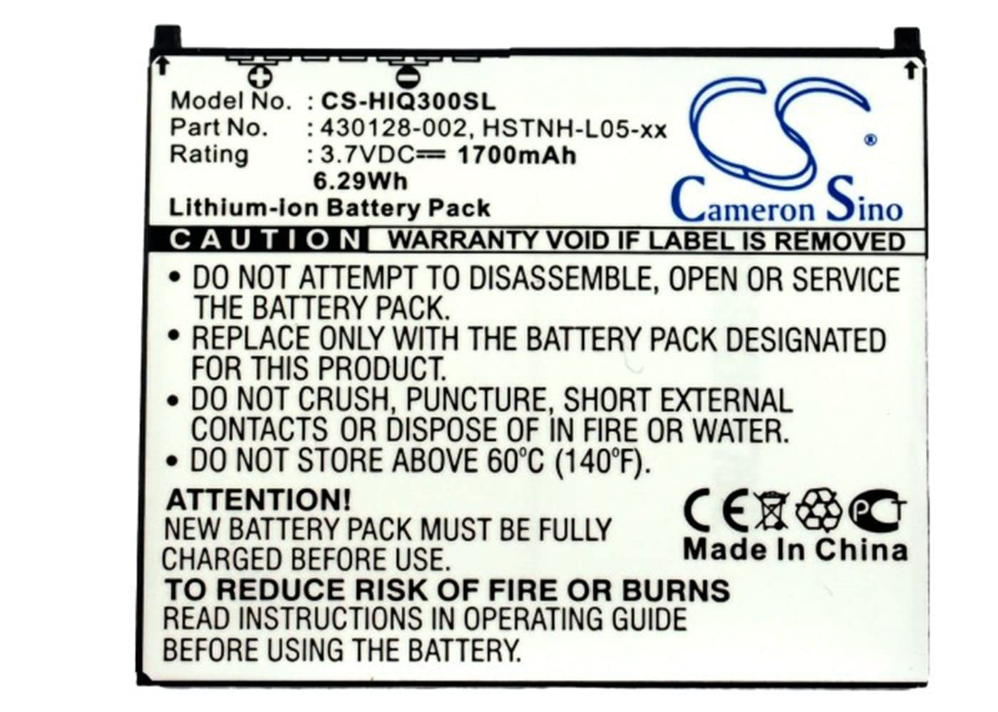 VINTRONS 1700mAh Replacement Battery for HP iPAQ 300, iPAQ FA976AT, FA977AA, FB077AA - Long Lasting Power for PDA, Business & Travel Use