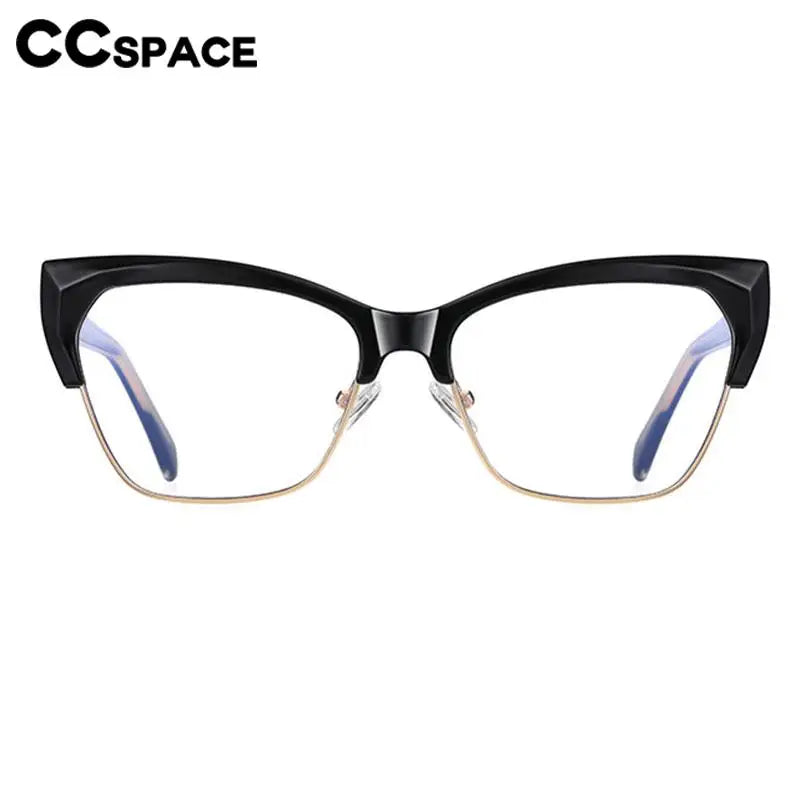 CCspace Unisex Full Rim Square Cat Eye Titanium Eyeglasses Frame - Lightweight & Durable TR90 Material - Perfect for Work, Reading & Fashion (Model 57454)