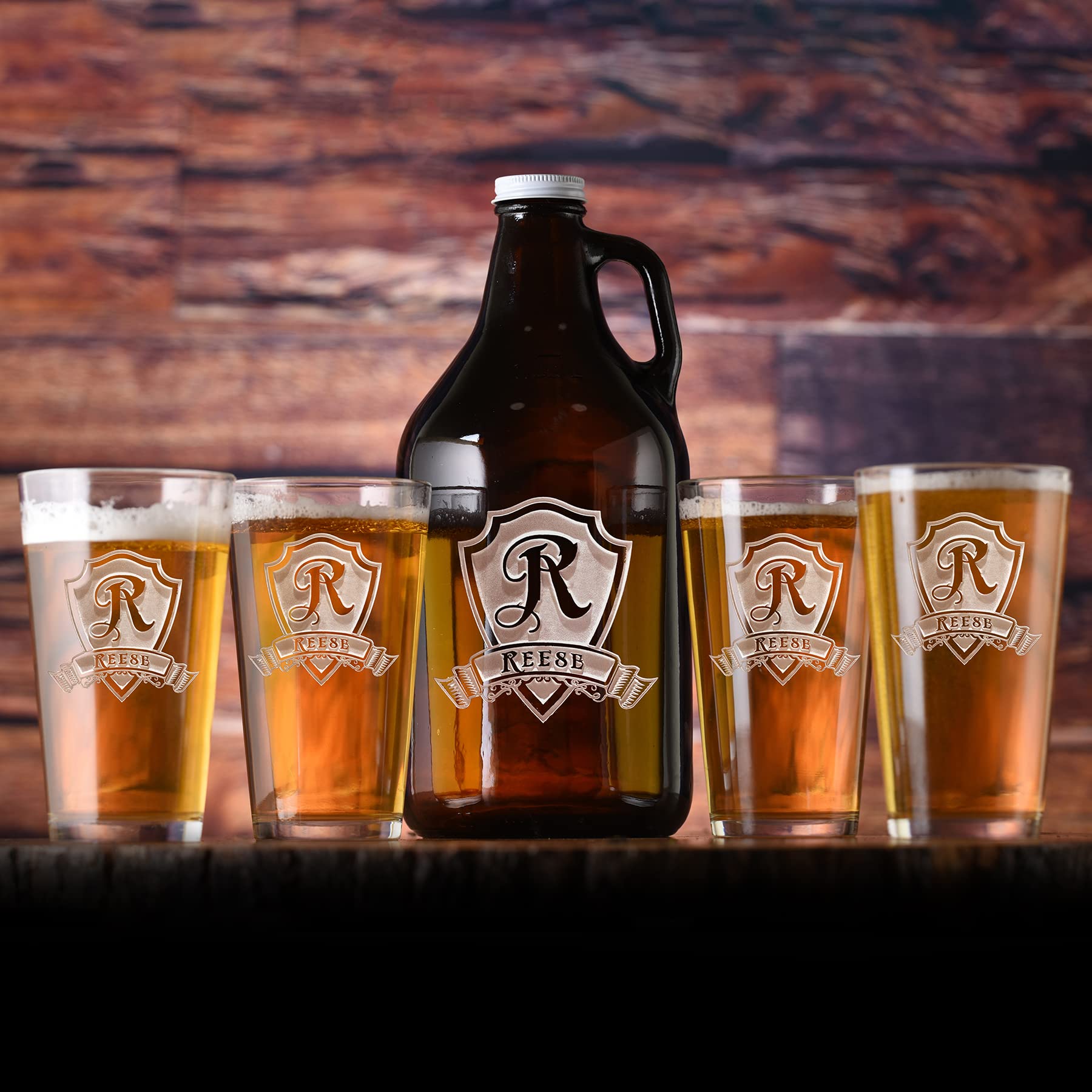 Personalized Growler and Pint Glass Set - Custom Engraved Beer Gift Set for Men - Perfect for Father's Day, Birthday, and Home Bar Decor