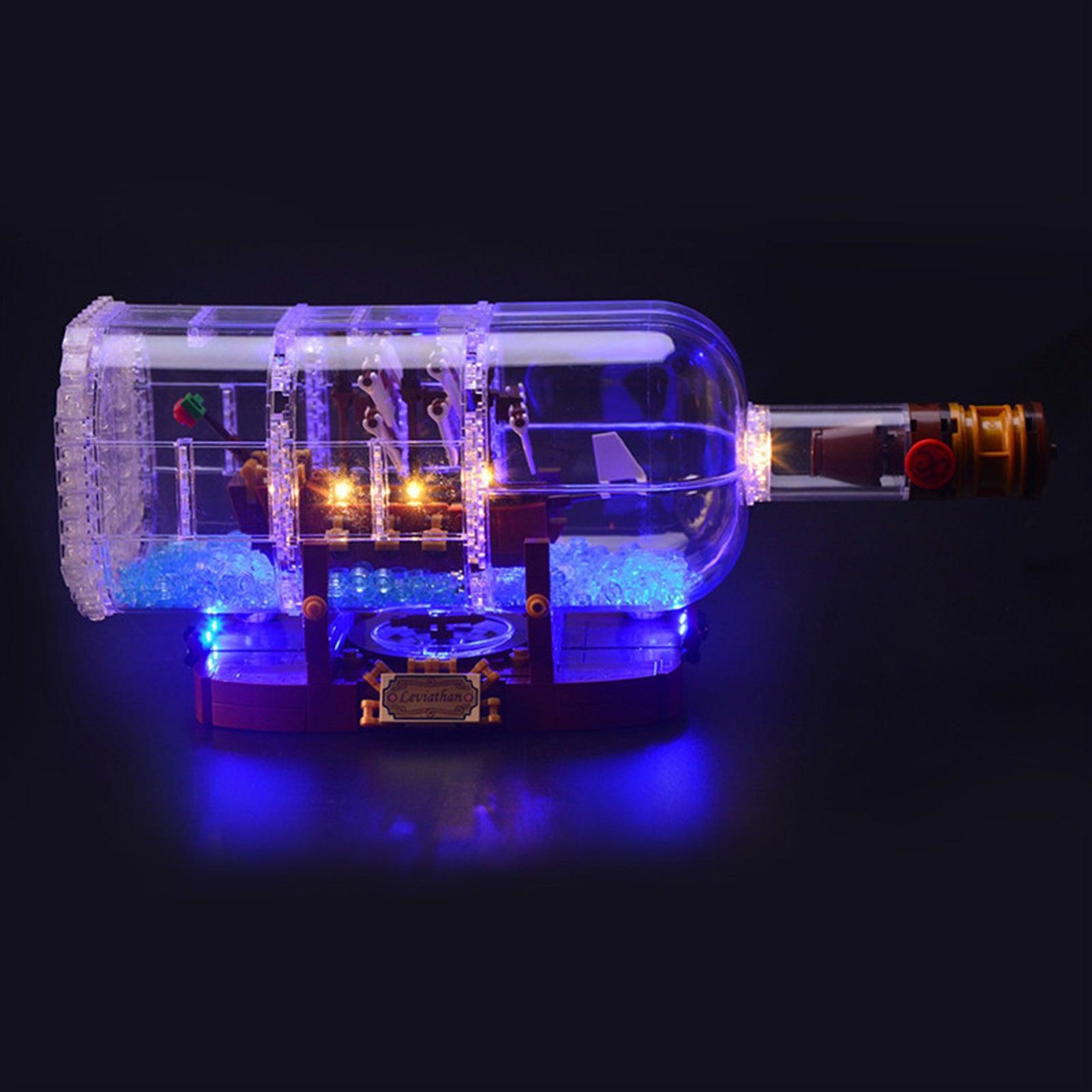Lego Ideas Ship in a Bottle 21313 Light Kit - LED Lighting Set for Lego 92177 Model | Perfect for Home Decoration, Display & Gift Giving