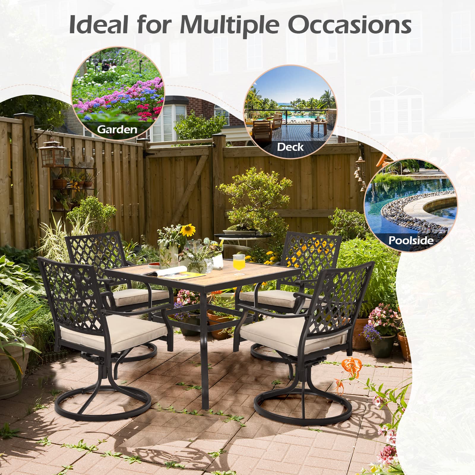 Giantex Outdoor Square Bistro Table - Rustproof Steel Frame Patio Dining Table for Yard, Porch & Deck - Easy Assembly Garden Furniture for BBQ, Picnic & Outdoor Entertaining