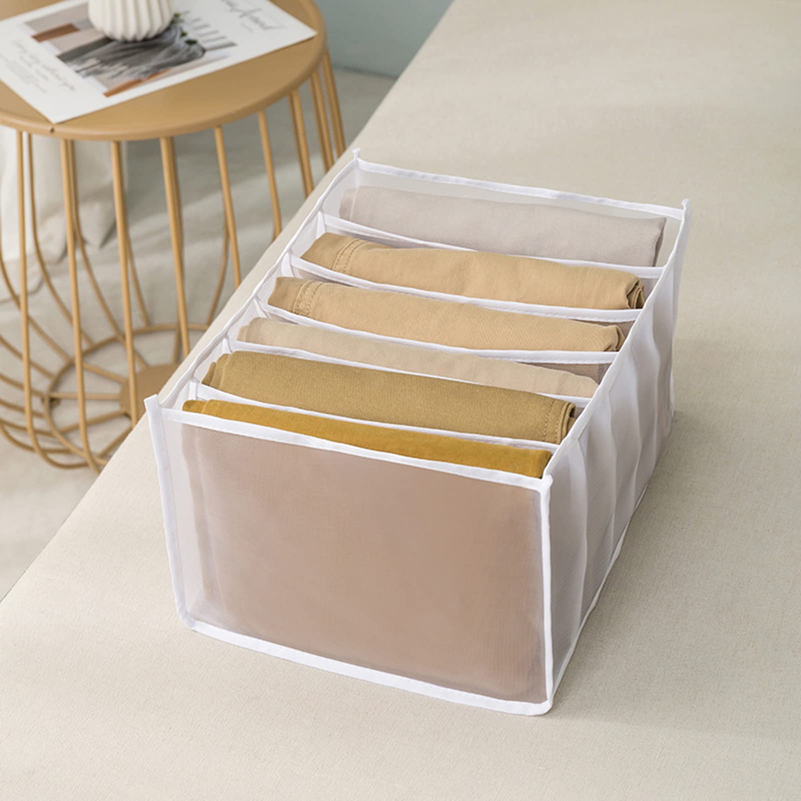 Foldable Mesh Wardrobe Organizer for Jeans & Shirts - Washable Clothes Storage Box, Drawer Organizer for Bedroom - Perfect for Closet & Dresser Organization