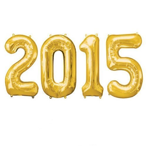 16 Inch Gold Mylar Graduation Balloons 2015 (4-Pack) - Air Fill Only - Perfect for Graduation Parties, School Events & Celebrations