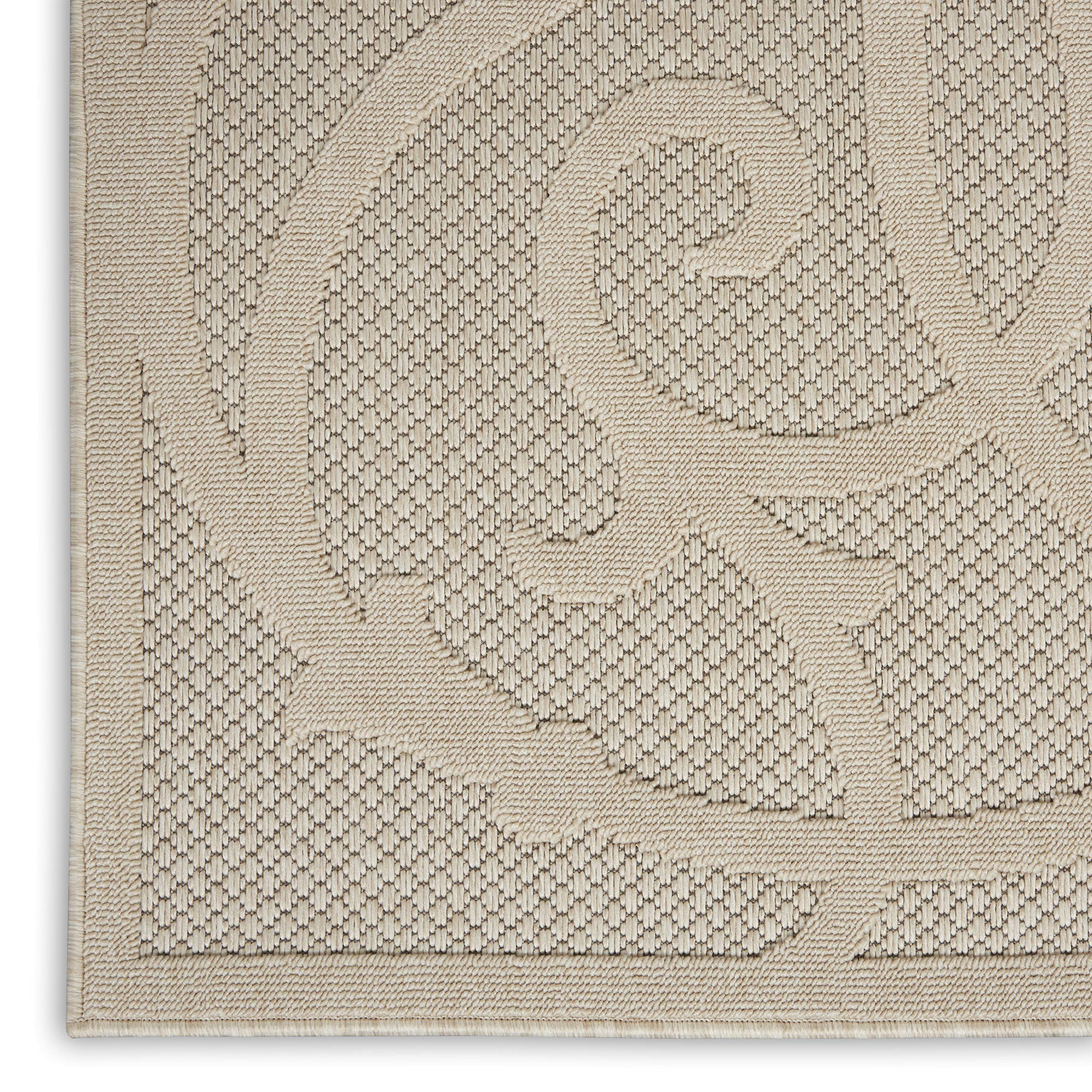 Nourison Palamos 7' x 10' Cream Indoor Outdoor Area Rug - Easy Clean, Non-Shedding, Stain Resistant for Living Room, Bedroom, Dining Room, Deck, Patio & Backyard - Perfect for Home Decor & Outdoor Entertaining