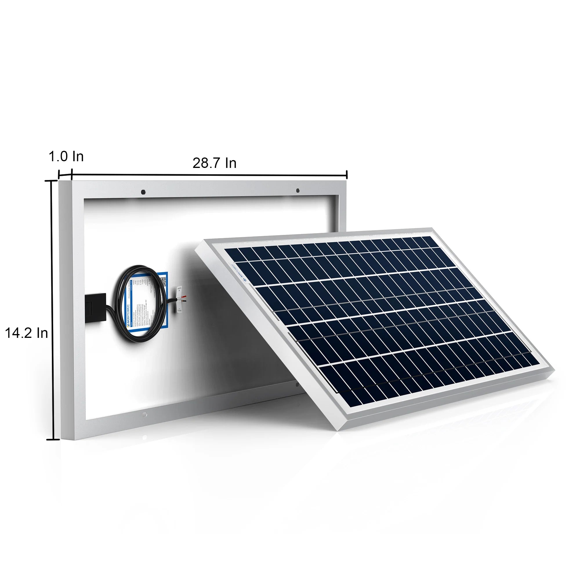 ACOPOWER 35W 12V Polycrystalline Solar Panel for RV, Boat, Off-Grid Power - High Efficiency Portable Solar Charging Solution