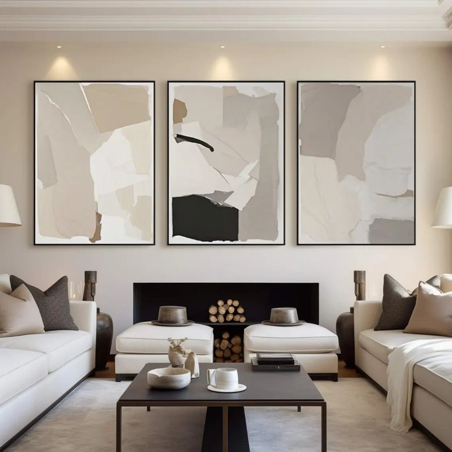 Abstract Tranquility Wall Art Set of 3 - Modern Minimalist Canvas Prints for Living Room, Bedroom & Office Decor - #WS286