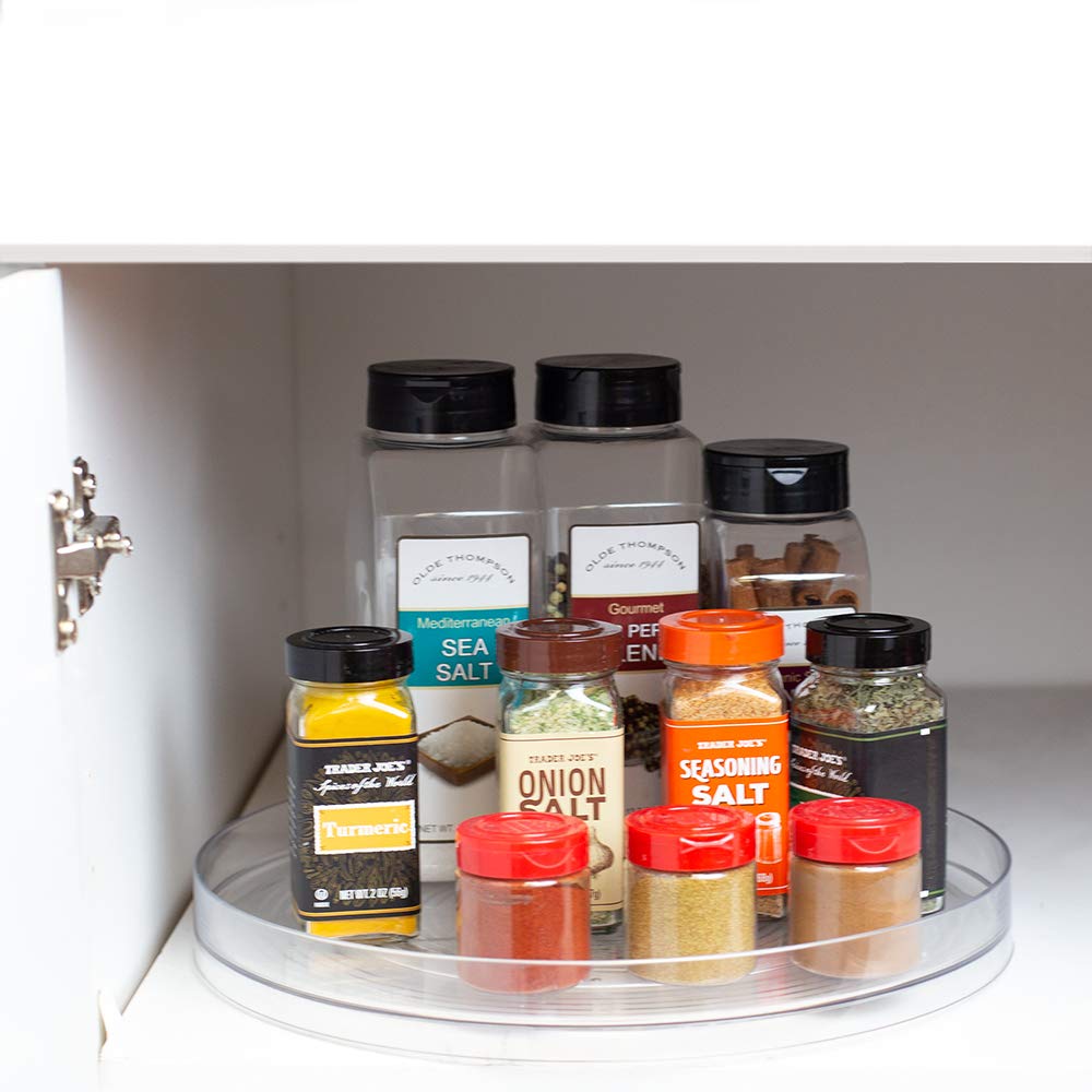 Clear 11.5-Inch Plastic Lazy Susan Turntable Organizer for Kitchen Countertop, Pantry & Spice Storage - Perfect for Easy Access to Cooking Ingredients, Makeup or Office Supplies