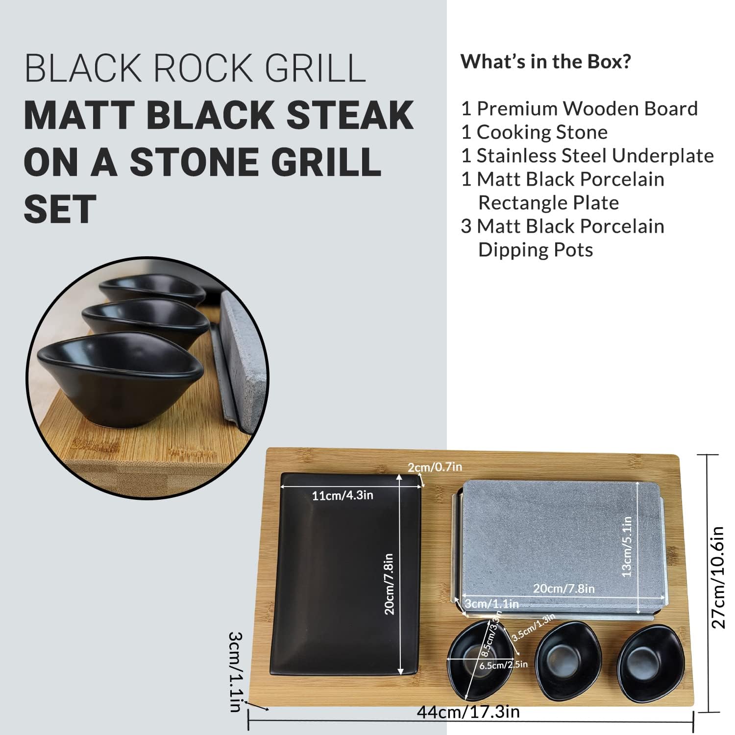 Premium Black Rock Grill Steak Stone Set - Natural Lava Rock Cooking Kit for Perfectly Seared Steaks & Meals | Includes Accessories & Gift Box | Ideal for Outdoor BBQs, Camping & Home Dining Experiences
