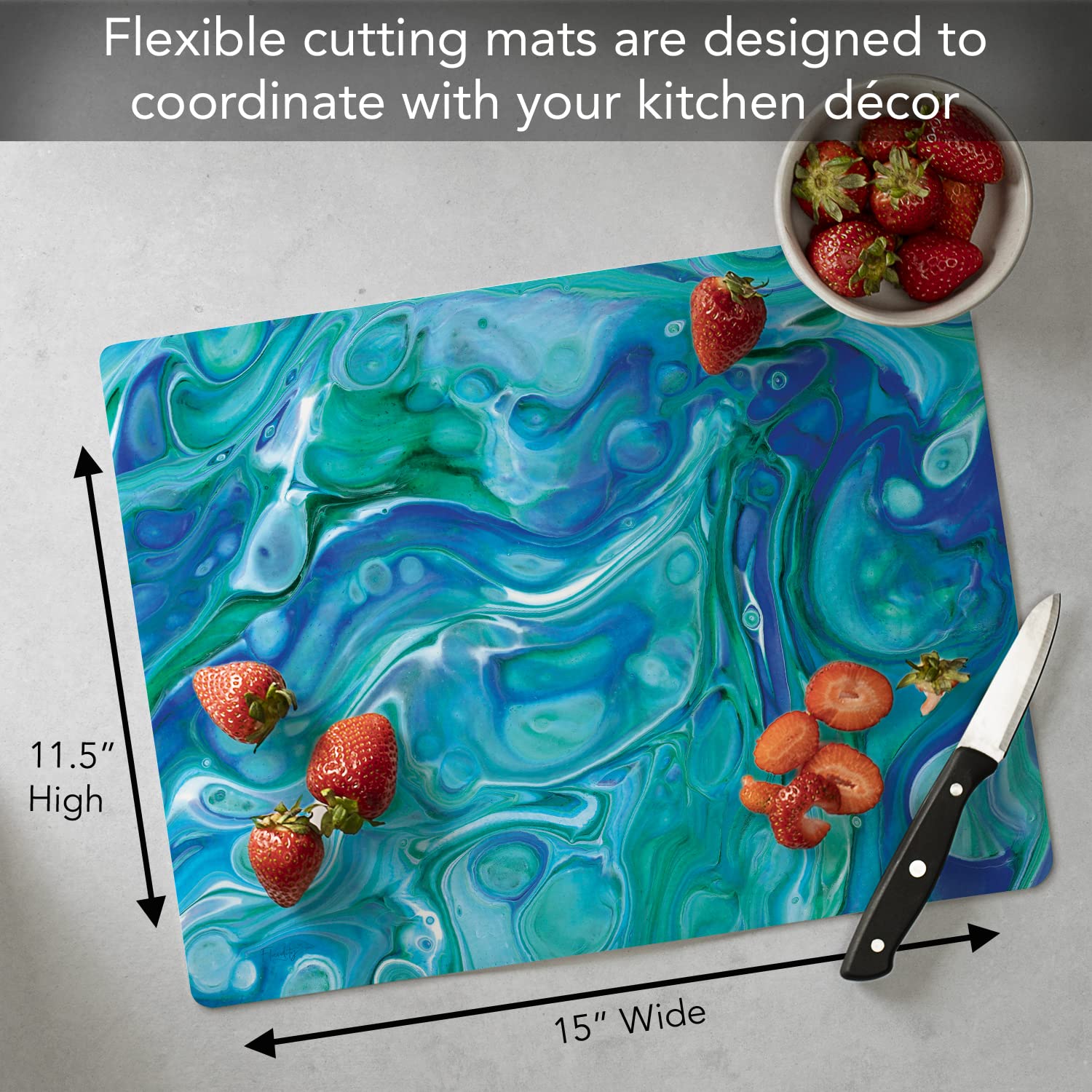 Cut N' Funnel Blue Fluidity Flexible Cutting Board Mat - 15