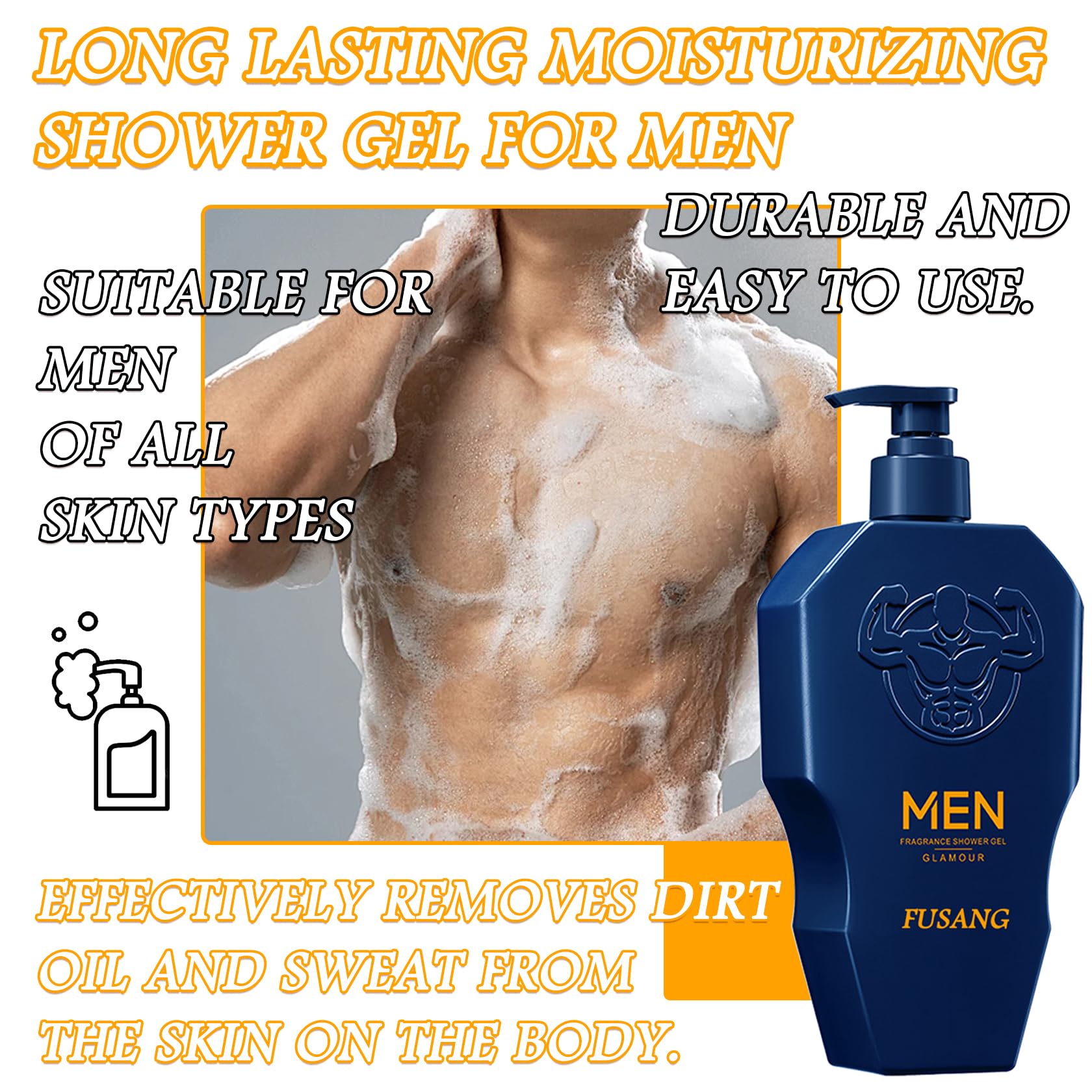 Men's Moisturizing Body Wash 500ml - Long Lasting Hydration Shower Gel for Dry Skin - Perfect for Post-Workout & Daily Shower Routine