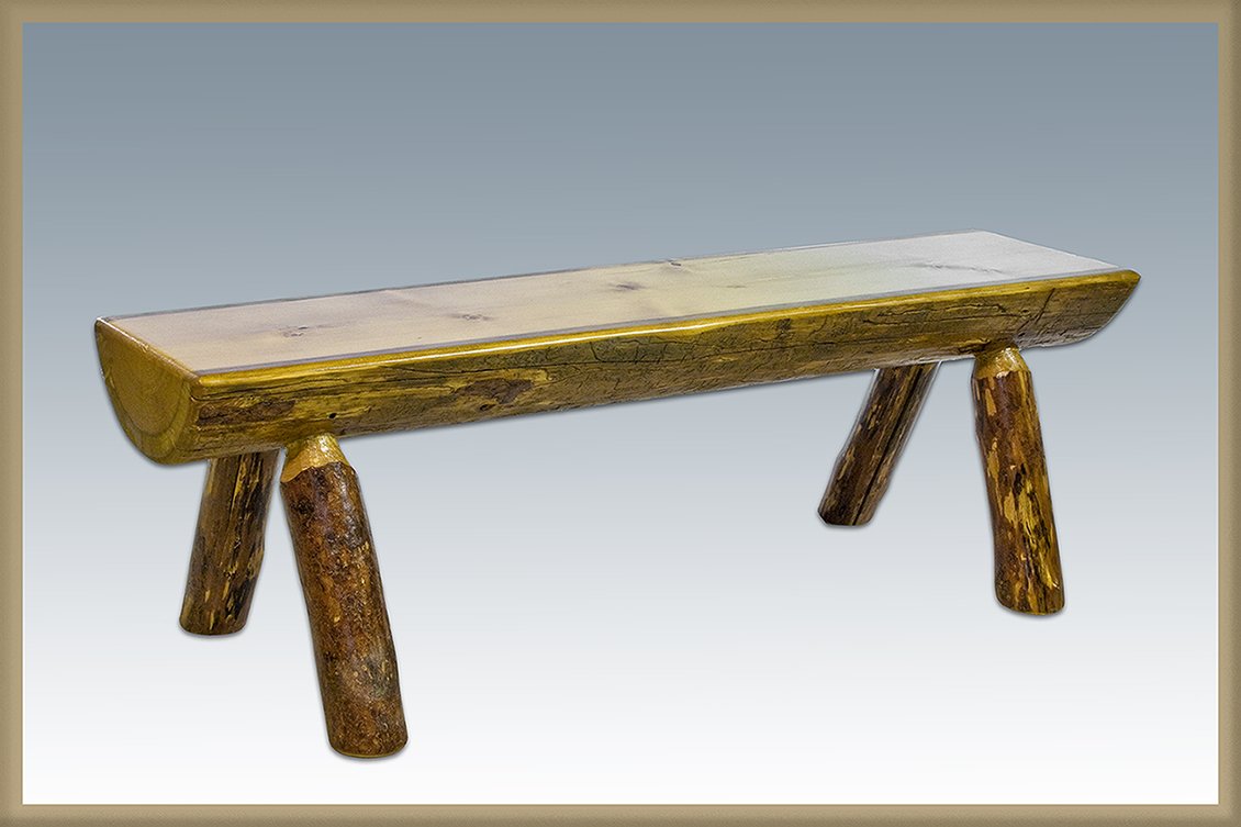 Rustic 5-Foot Log Bench - Handcrafted Solid Wood Outdoor Furniture for Patio, Garden, or Cabin - Free Shipping to 48 US States