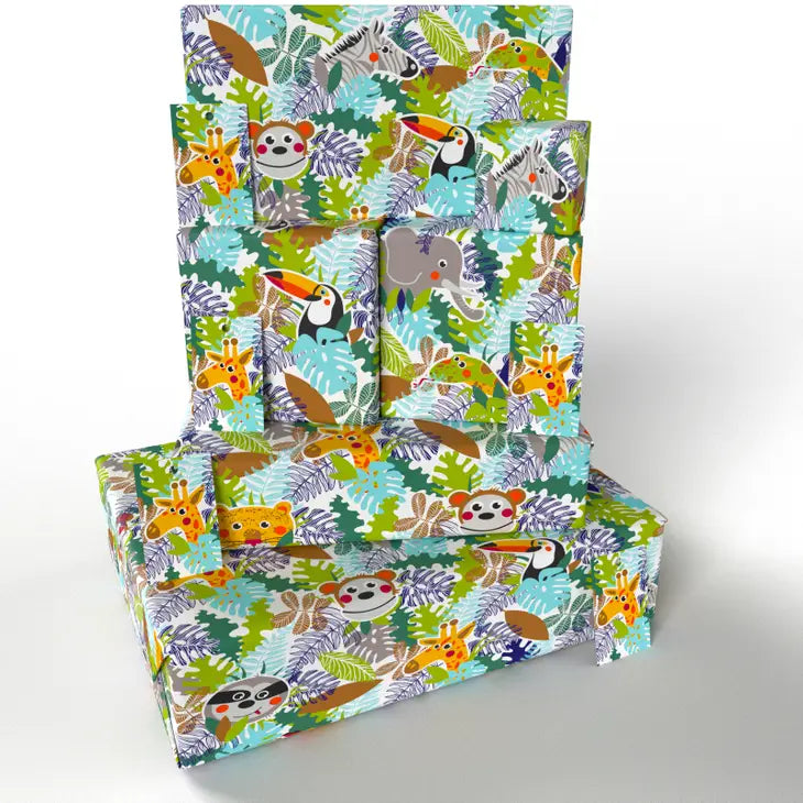 Jungle Animals Wrapping Paper - Colorful Gift Wrap for Birthday, Baby Shower & Christmas - Perfect for Kids' Parties & Wildlife Theme Gifts