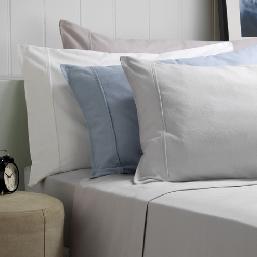 Bianca Fletcher Cotton Flannelette Sheet Set - Soft & Breathable Silver Bed Sheets for All Seasons - Perfect for Master Bedroom, Guest Room & Dorm