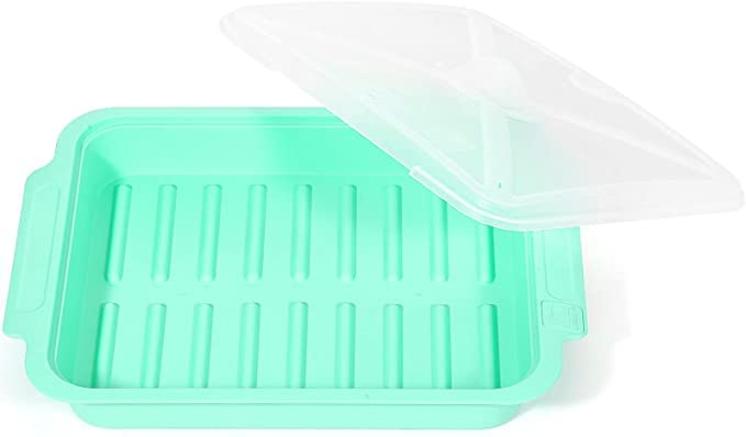 MMUGOOLER Microwave Bacon Cooker with Lid - Quick & Safe Bacon Maker, No Mess, 11.3”L x 9”W x 2.4”H (Blue) - Perfect for Breakfast, Sandwiches & Keto Diet