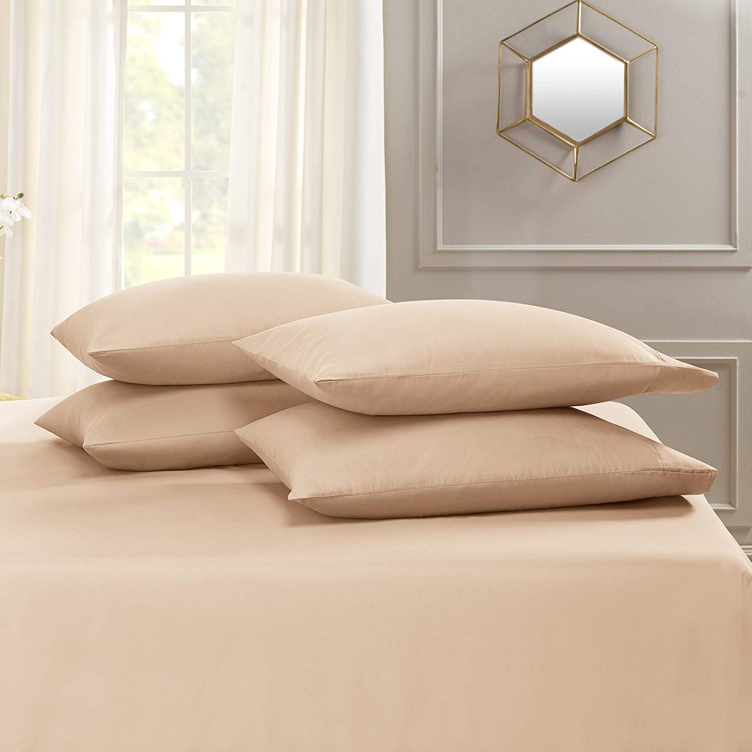 Premium 5-Piece Split King Sheet Set - 100% Egyptian Cotton 800 Thread Count, Taupe - Deep Pocket Fits 15
