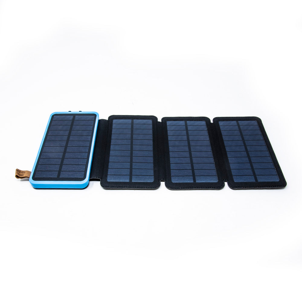 4 Fold Solar Dual USB Charger 10,000mAH Power Bank with LED Light - Portable Emergency Backup Battery for Camping, Hiking, Travel & Outdoor Survival Gear