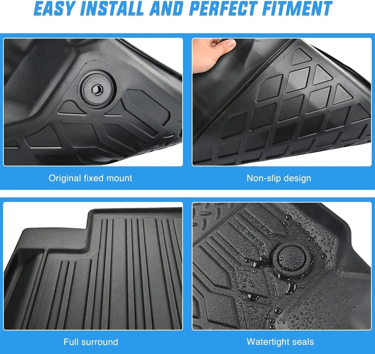 Premium TPE Floor Mats for 2015-2025 Ford F150 Lightning SuperCrew Cab with Bucket Seats | All-Weather Protection & Custom Fit | Perfect for Off-Roading, Daily Commute & Family Road Trips
