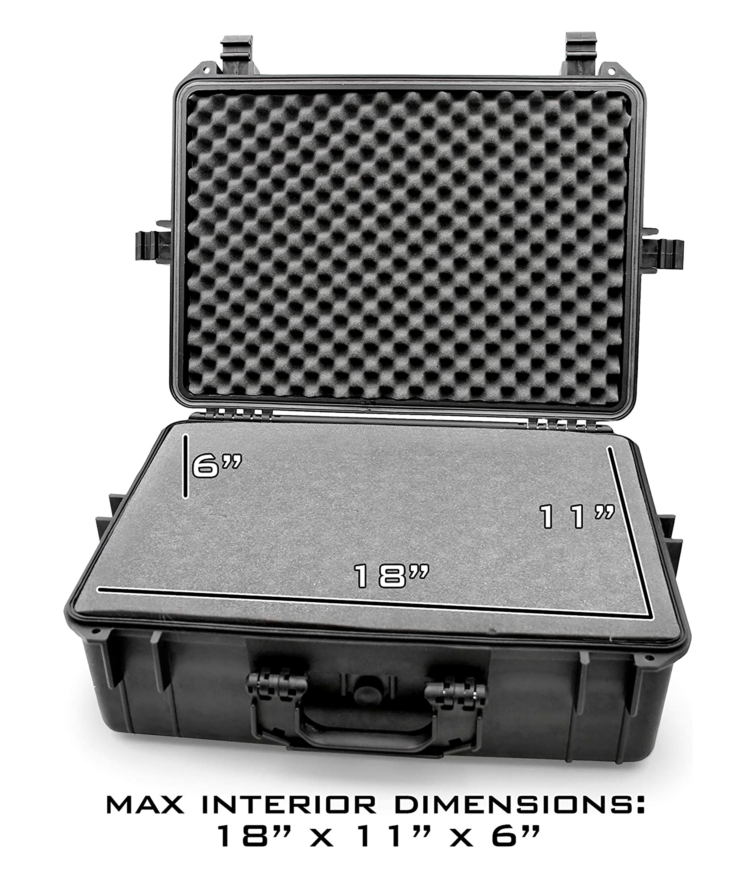 CASEMATIX 23 Waterproof Hard Travel Case with Padlock Rings & Customizable Foam - Fits Accessories up to 18