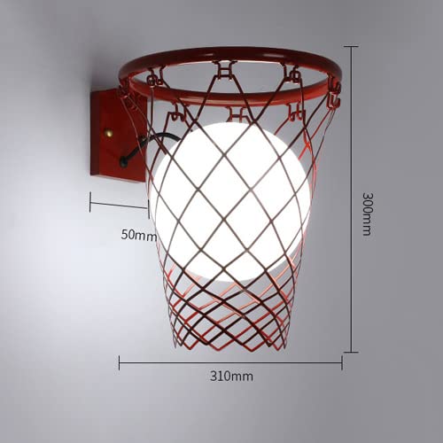 Modern Basketball Wall Sconce Light - Glass Globe Wall Mount Lamp Shade for Indoor Lighting - Creative LED Wall Fixture for Living Room, Bedroom, Staircase & Home Decor - Perfect for Sports Themed Rooms, Game Rooms and Man Caves