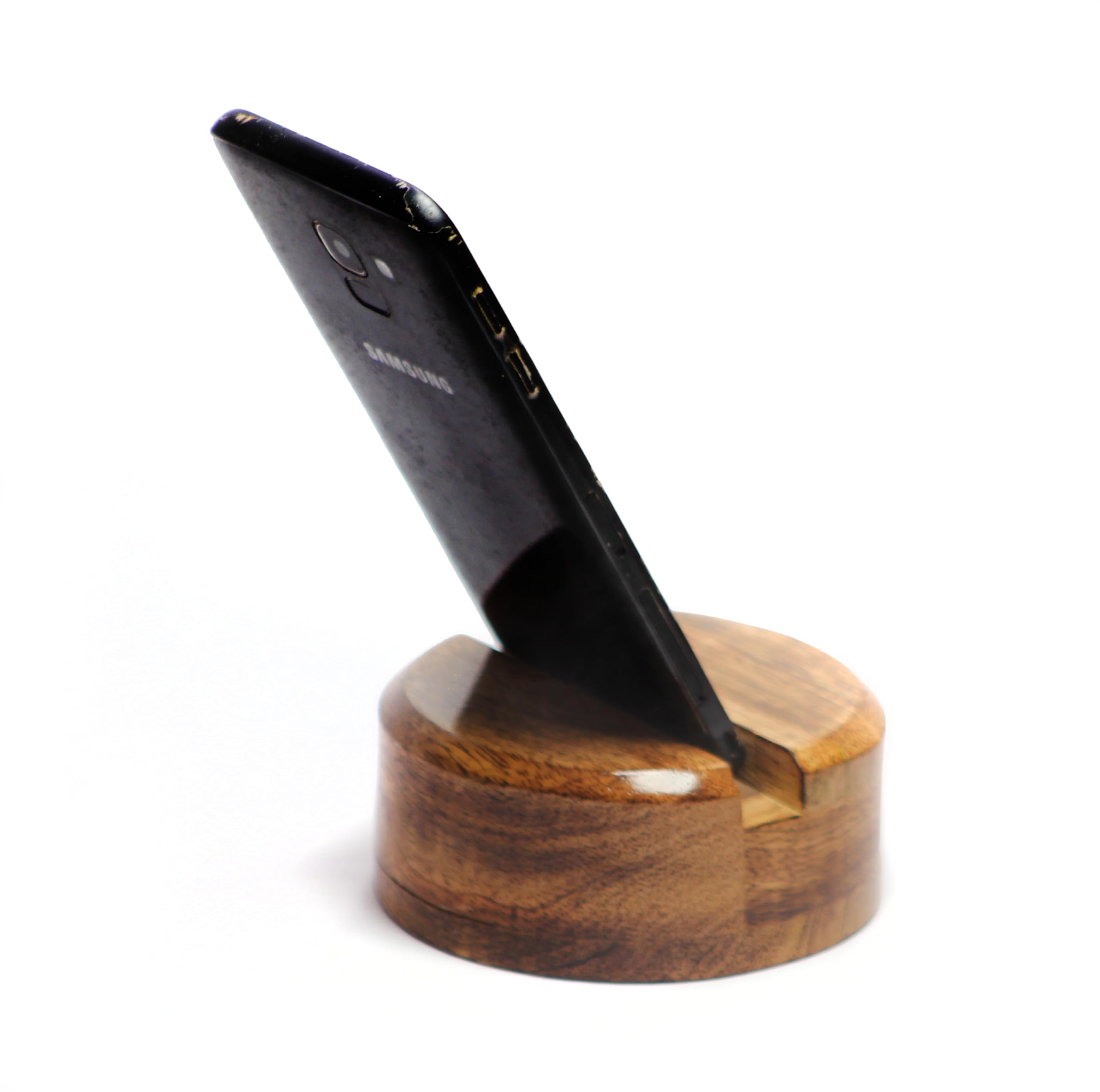 Premium Wooden Phone Stand with Speaker Amplifier - Handmade Desktop Mobile Holder for All Smartphones - Perfect for Home Office, Zoom Calls & Music Listening