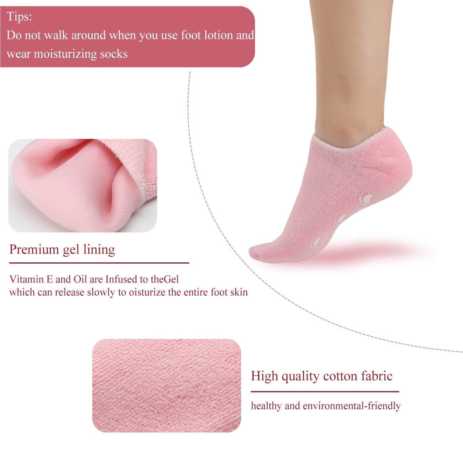 AMBROSIAL STORE Moisturizing Silicone Heel Socks for Cracked Feet - Vitamin E & Natural Oil Infused Foot Care for Women & Men | Perfect for Night Treatment, Spa, and Dry Skin Repair
