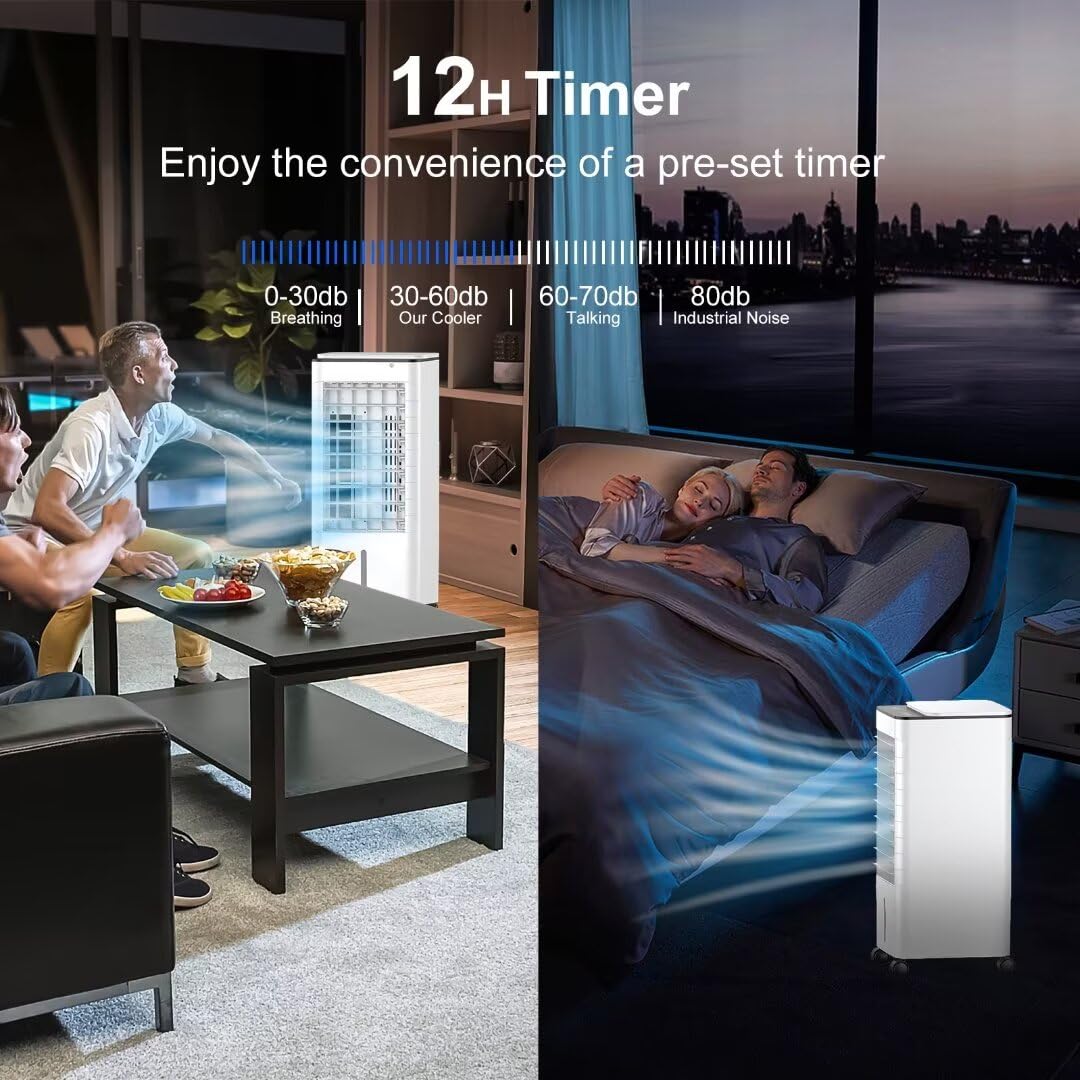 BIESQYA Portable Air Conditioner - Ductless Windowless AC Unit with Evaporative Cooling, 3 Ice Boxes, Remote Control & Removable Water Tank for Home, Office, Bedroom | Personal Cooling Fan & Humidifier for Summer, Small Spaces