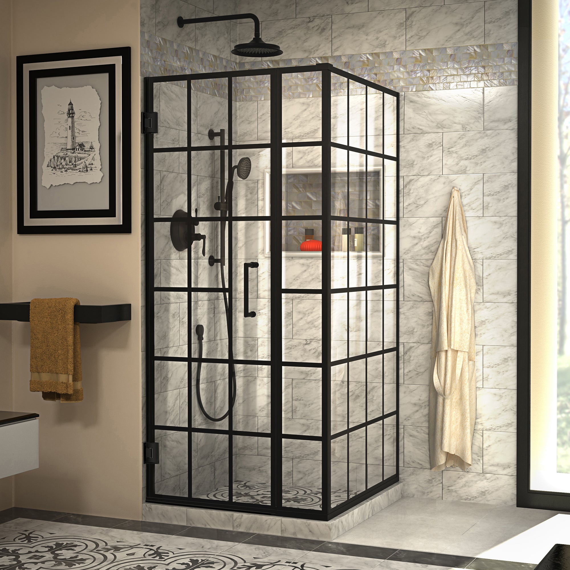 DreamLine Unidoor Toulon 34x34x72 Inch Frameless Hinged Shower Enclosure - Modern Bathroom Upgrade for Small Spaces & Luxury Homes