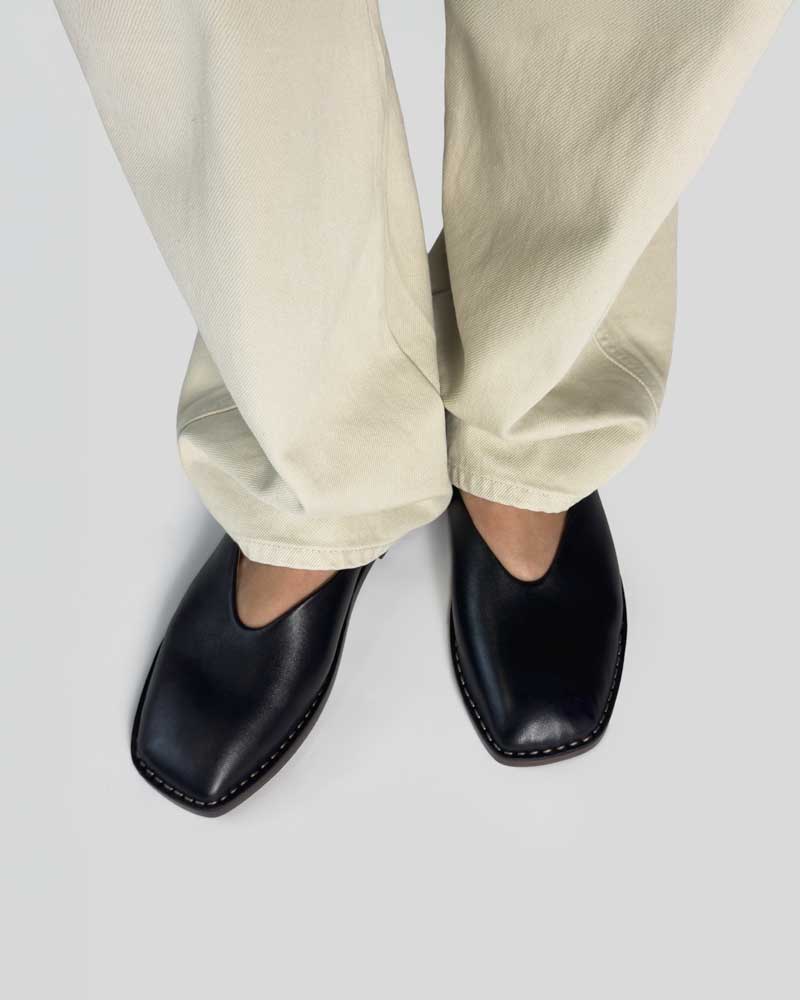 Black Nappa Leather Mary Jane Flats for Women - Comfortable & Stylish Ballet Shoes for Work, Office & Casual Wear