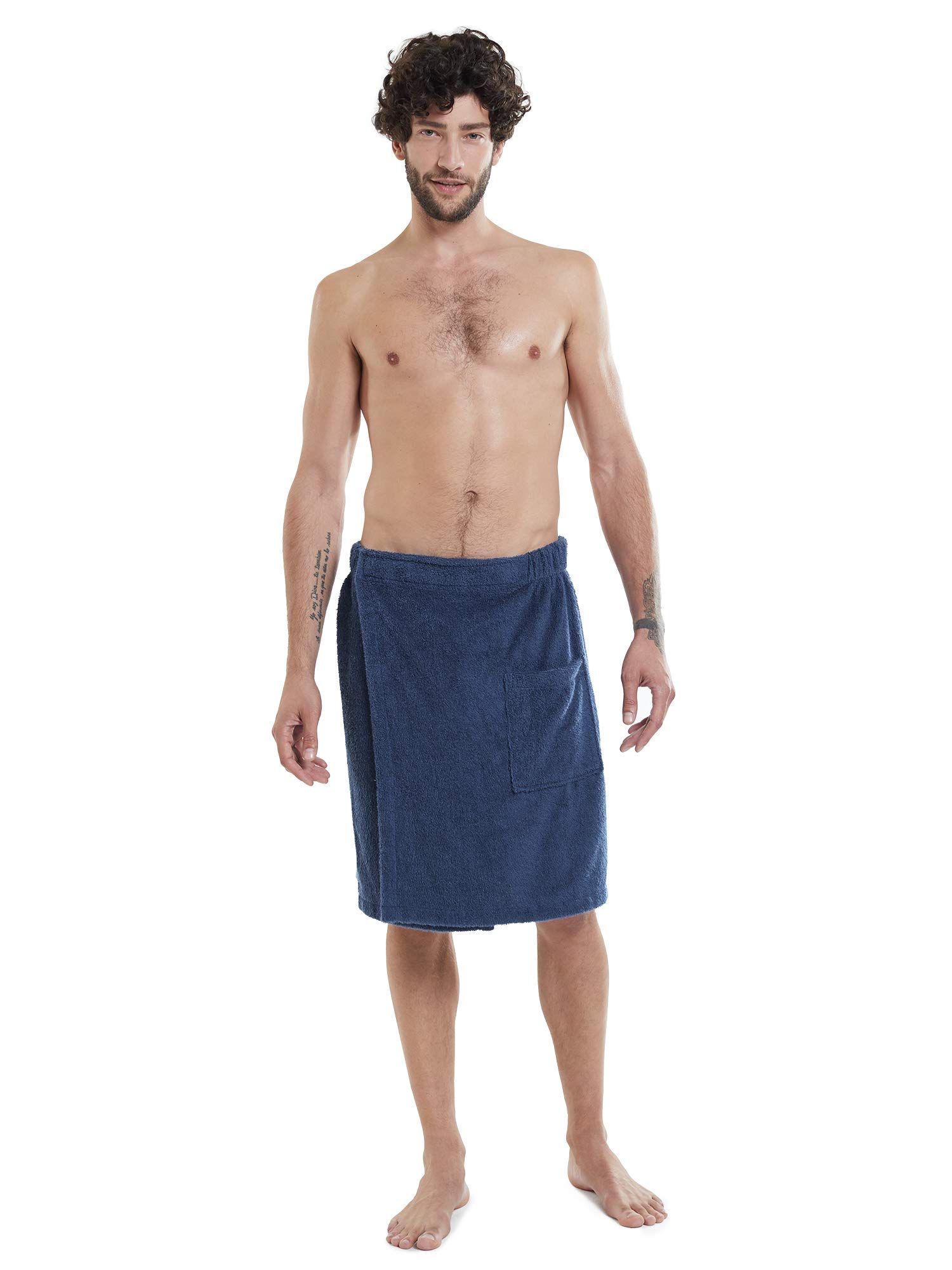 SIORO Men's Bamboo Cotton Spa Bath Robe - Adjustable Closure Towel Wrap for Sauna, Pool & Beach - Ultra Soft Quick-Dry Body Wrap for Relaxation & Lounging