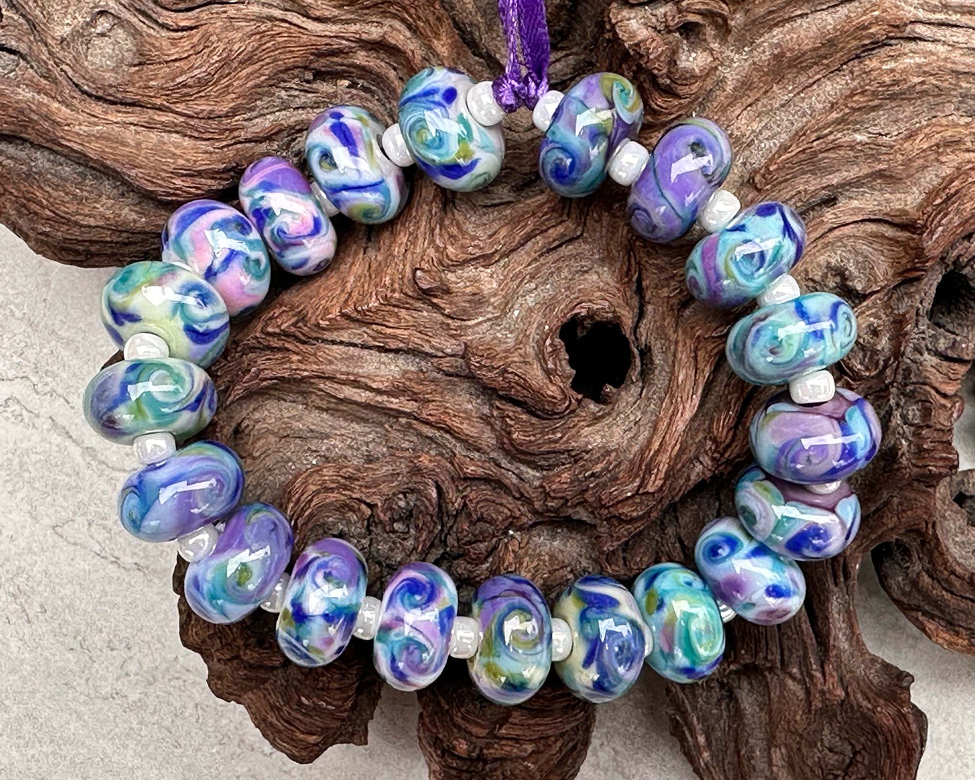 20pcs Blueberry Bliss Mosaic Glass Lampwork Beads Set - Handmade SRA Beads for Jewelry Making, DIY Crafts, Bracelets & Necklaces (Perfect for Gifts, Home Decor & Boho Style Accessories)