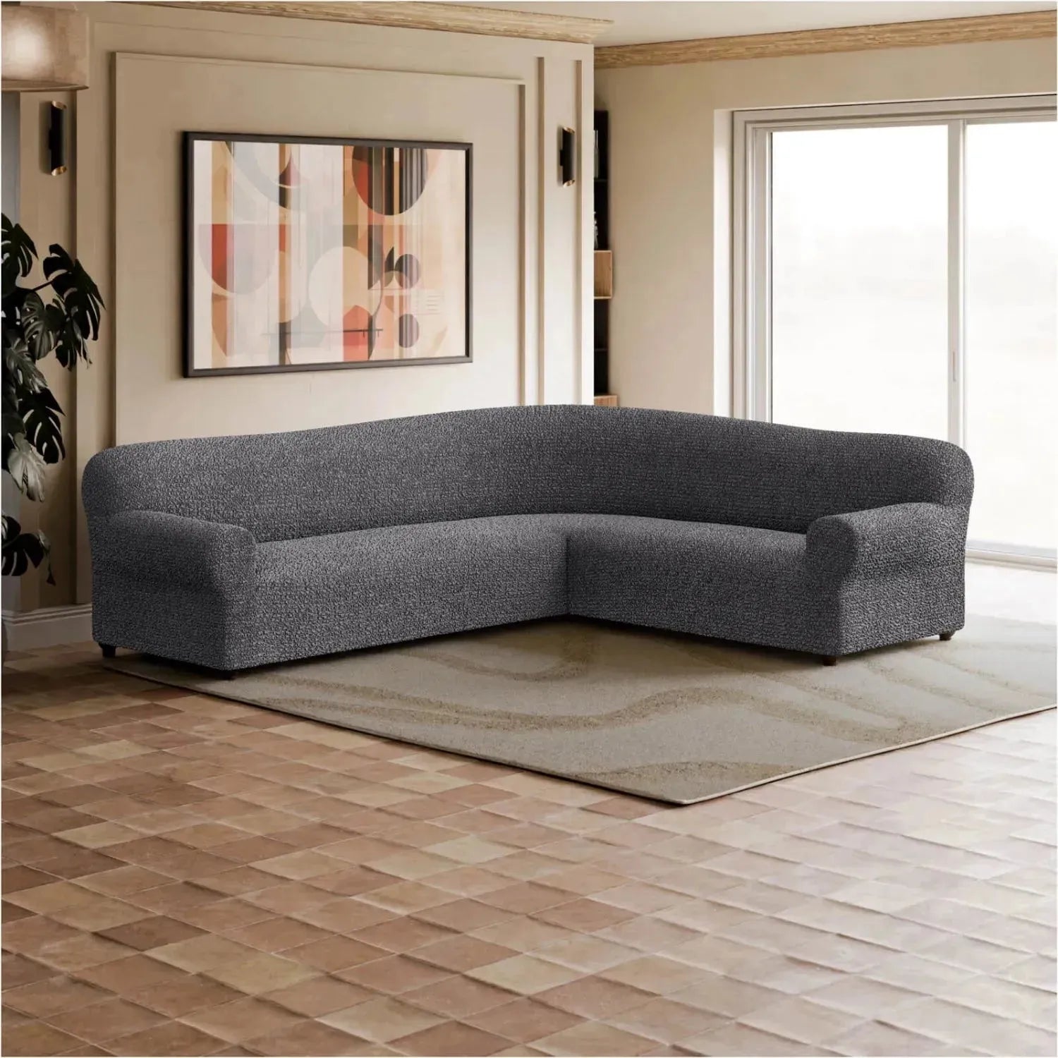 Stylish Corner Sofa Slipcover - Mille Righe Collection | Perfect for Living Room, Home Decor & Furniture Protection