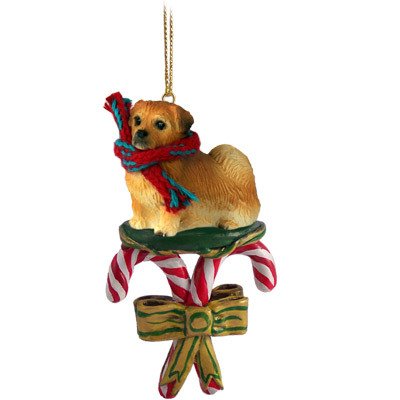 Tibetan Spaniel Candy Cane Christmas Ornament - Handmade Holiday Decor for Tree, Gift, and Home Decoration