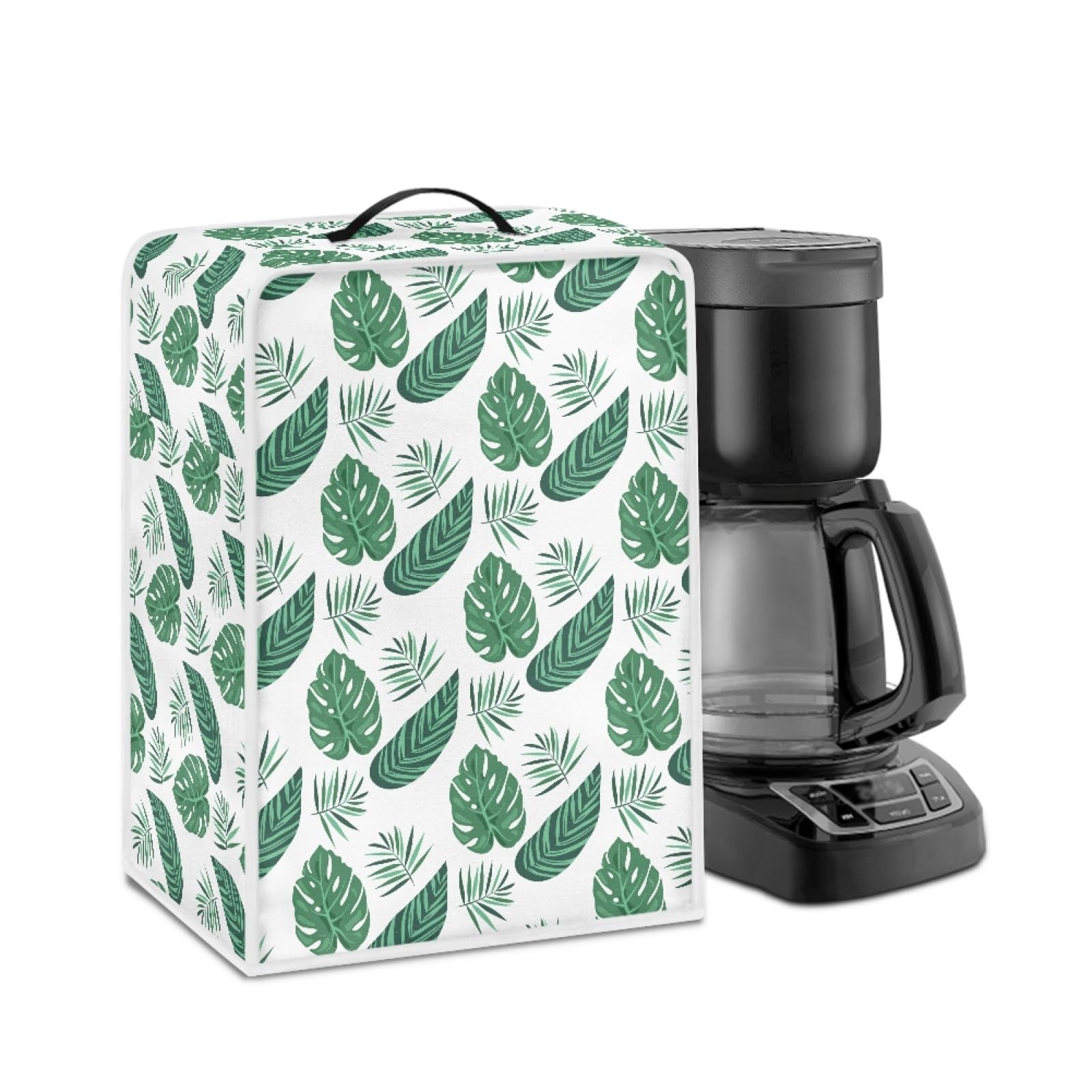 Waterproof Green Palm Coffee Maker Cover - Dustproof Protective Cover for Countertop Appliances with Top Handle | Perfect for Kitchen, Office & RV Use