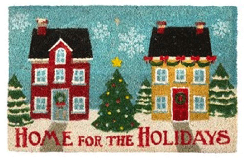 Premium 18x28 Inch Holiday Coir Doormat for Entryway - 'Home for The Holidays' Design - Durable & Absorbent Welcome Mat for Christmas Decor, Front Door, Porch & Seasonal Home Decorations